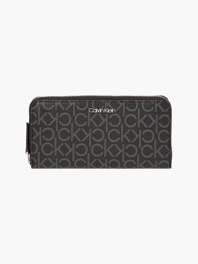 Calvin Klein Táskák & Kiegészítők HU220644 | Calvin Klein Large Logo Zip Around Női Pénztárca Fekete